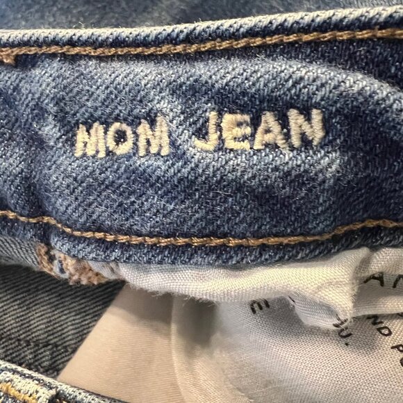 American Eagle Mom Jean-Stretch-Distressed-Skinny/Ankle Denim-Size 00-Blue/White - Picture 8 of 16
